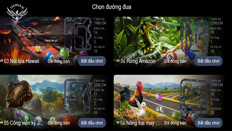 Có bao nhiêu bản đồ trong đua bi hiện nay?